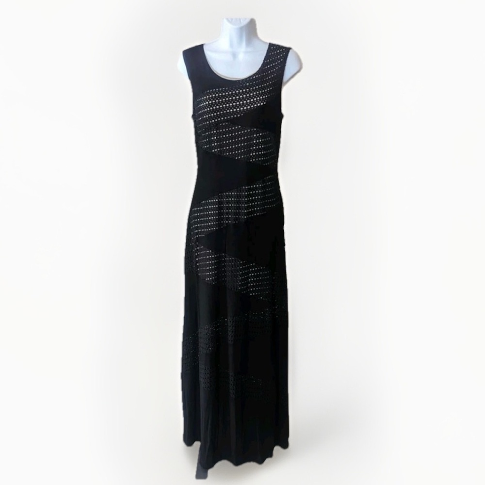 Calvin Klein Jersey Knit Sleeveless Maxi‎ Dress Women's Sz 8/10 Black Designer
